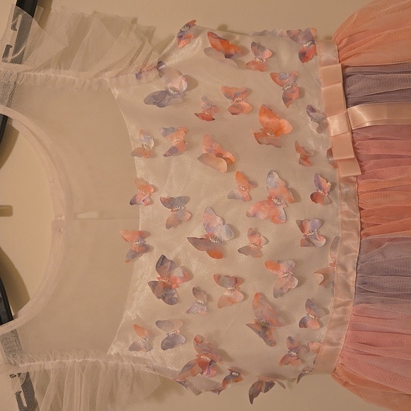 Jona Michelle Girls Elegant Pink & White Party Dress. - Picture 2 of 12